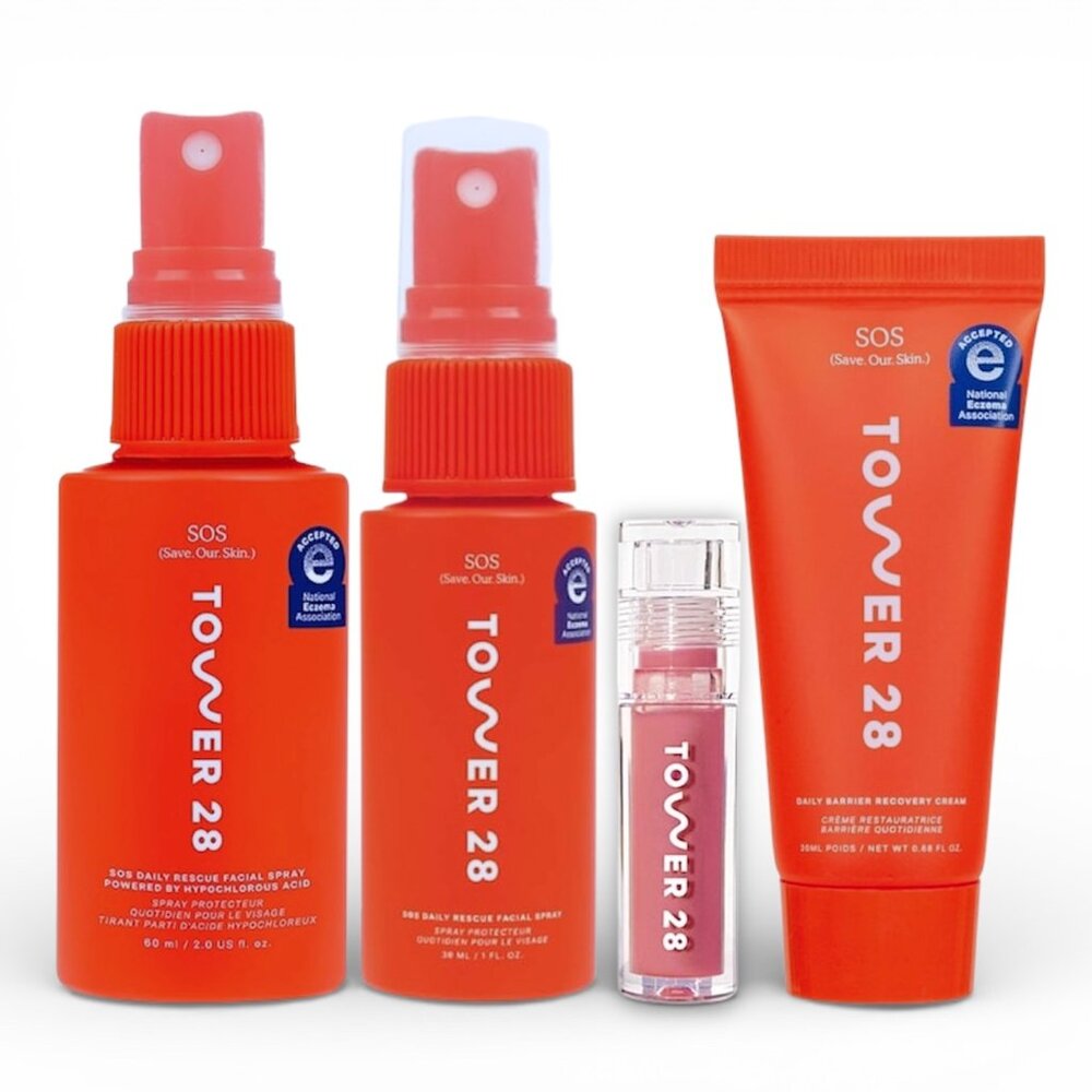 Tower 28 Set—SOS Rescue Facial Spray + Barrier Recovery Cream + Lip Jelly *New*
